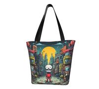 La città meccanica con figure rosse Borsa a tracolla alla moda da donna, borsa per la spesa, adatta per il fine settimana borsa a tracolla da viaggio shopping borsa messenger