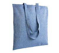 la clessidra dieci 10 pezzi Shopper borsa della spesa in cotone riciclato 150 g/m2 effetto melange, manici lunghi 3 colori nero-rosso-blue royal (blu)