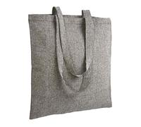 la clessidra dieci 10 pezzi Shopper borsa della spesa in cotone riciclato 150 g/m2 effetto melange, manici lunghi 3 colori nero-rosso-blue royal (nero)