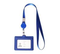 La coda della carta di credito 4 custodie for PC Porta badge in pelle PU Cordino retrattile Porta carte d'identità Etichetta for nome Maniche for ufficio scolastico portatili Semplice ( Color : Blue ,