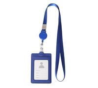 La coda della carta di credito 4 custodie for PC Porta badge in pelle PU Cordino retrattile Porta carte d'identità Etichetta for nome Maniche for ufficio scolastico portatili Semplice ( Color : Blue ,