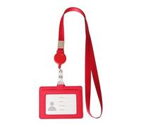 La coda della carta di credito 4 custodie for PC Porta badge in pelle PU Cordino retrattile Porta carte d'identità Etichetta for nome Maniche for ufficio scolastico portatili Semplice ( Color : Red ,