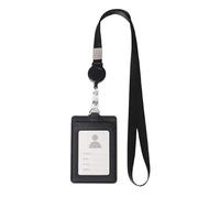 La coda della carta di credito 4 custodie for PC Porta badge in pelle PU Cordino retrattile Porta carte d'identità Etichetta for nome Maniche for ufficio scolastico portatili Semplice ( Color : Bk , S