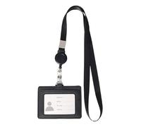La coda della carta di credito 4 custodie for PC Porta badge in pelle PU Cordino retrattile Porta carte d'identità Etichetta for nome Maniche for ufficio scolastico portatili Semplice ( Color : Bk , S