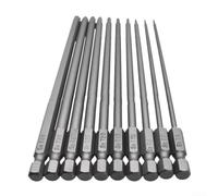 La collezione completa di dieci driver dinamometrici di sicurezza magnetizzati con una lunghezza ottimale sotto forma di un codolo esagonale da quattordici pollici