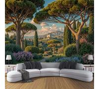 La Collina Pinescy Preme Sulla Città Carta Da Parati Panoramica 400x280cm, Scenario Naturale Dell'Alba Parati Seta, Verde Grandi Murali per Soggiorno Camera Da Letto Studio