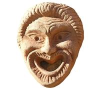 La Commedia Greca Maschera Terracotta Italiana Decorazione da Appendere H 16cm