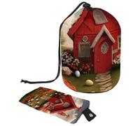 La comodità incontra lo stile: borsa cosmetica pieghevole portatile per viaggi e articoli da toeletta a casa, casa rossa con croce pasquale, Multicolore, 9.9x6.9in/25.2x17.6cm;6x3.5in/15.2x8.8cm