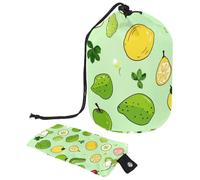 La comodità incontra lo stile | Grande borsa per il trucco da donna con design impermeabile e portatile, motivo frutta verde, Multicolore, 9.9x6.9in/25.2x17.6cm;6x3.5in/15.2x8.8cm