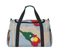 La composizione di Timor-Leste stampa Travel Duffle Bag Gym Bag per le donne, Puffer Tote Bag, Weekender Overnight Bag Organizer, nero, Taglia unica