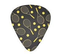 La confezione da 12 plettri per chitarra premium include calibri sottili, medi e pesanti (divertenti racchette da tennis colorate e palline da tennis)