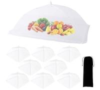 La confezione da 9 coperture per alimenti per esterni include 1 XL (101 x 61 cm) e 8 tende standard (43 x 43,2 cm) per alimenti in rete per esterni