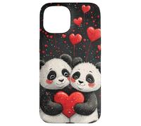 La coppia di panda ama i cuori carini San Valentino Custodia per iPhone 15