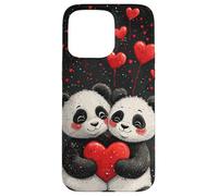 La coppia di panda ama i cuori carini San Valentino Custodia per iPhone 15 Pro Max