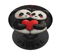La coppia di panda ama i cuori carini San Valentino PopSockets PopGrip Adesivo