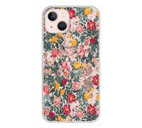 La Coque Francaise - Custodia protettiva per iPhone 13 360, protezione integrale anteriore e posteriore, sottile, trasparente, motivo: fiori beige e rosa