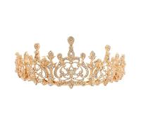 La Corona Tempestata Di Strass Una Splendida Signora: Le Spose Arabe Indossano Ornamenti For Capelli Facile Da Indossare(GOLD WHITE)