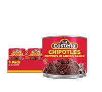 La Costeña Chipotle Peperoni in salsa Adobo, 340 ml, 3 pezzi