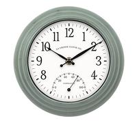 La Crosse Clock 433-3020 - Orologio da parete al quarzo con temperatura, per interni ed esterni, 20,3 cm, colore: Verde salvia