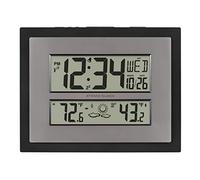 La Crosse Technology 512-65937-INT Orologio da parete digitale atomico con temperatura e previsioni in nero/argento
