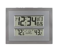 La Crosse Technology 512-85937-INT Orologio da parete digitale atomico con temperatura e previsioni in grigio/argento