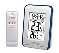LA CROSSE TECHNOLOGY - WS6810WHI, Stazione con Temperatura Interna/Esterna, 10,6 x 7,6 x 4 cm, Colore: Bianco/Blu