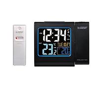La Crosse Technology WT552-BLA - Radiosveglia, con proiezione color rosso, display LCD a colori, temperatura interna ed esterna, nero