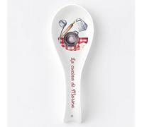 "La Cucina di" Poggiamestolo in Ceramica Bianca Personalizzato con Nome Idea Regalo Festa della Mamma Dei Nonni Personalizzabile Speciale Compleanno Natale Cuoca Chef Famiglia Amore
