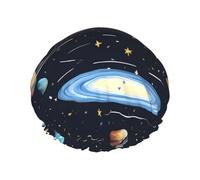 La cuffia da doccia da donna Solar Family a doppio strato, riutilizzabile, design di grandi dimensioni adatta a tutte le lunghezze dei capelli, adatta per ragazze, spa e salone domestico.