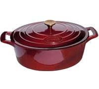 La Cuisine - Pirofila ovale in ghisa smaltata con coperchio, rivestimento interno smaltato nero opaco, manico in acciaio inox placcato oro, adatta