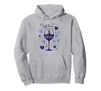 La Cura di sé è Vino: Zen Wine Lover Autunno Felpa con Cappuccio, Unisex per Adulti, Grigio Melange, M