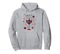 La Cura di sé è Vino: Zen Wine Lover Autunno Felpa con Cappuccio, Unisex per Adulti, Grigio Melange, XXL