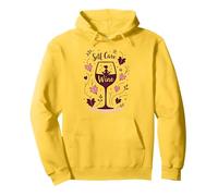 La Cura di sé è Vino: Zen Wine Lover Autunno Felpa con Cappuccio, Unisex per Adulti, Limone, XL