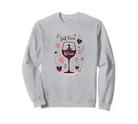 La Cura di sé è Vino: Zen Wine Lover Autunno Felpa, Unisex per Adulti, Grigio Melange, S
