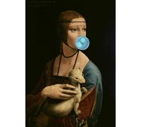 LA DAMA CON L'ERMELLINO E LA GOMMA Quadro stampa su tela arredo pannello design