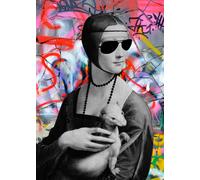 LA DAMA CON L'ERMELLINO POP ART Quadro stampa su tela arredo pannello design