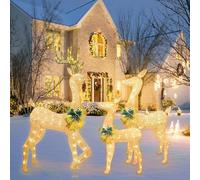 la decorazione natalizia - 3 luci LED 3D per le vacanze | Set di renne illuminate | Figura di renna luminosa a LED | Set familiare di cervi natalizi in acrilato