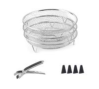La dimensione di ogni strato è 21 * 21 * 4 cm, Tre Rack Supporto per Griglia, Tre Griglie Impilabili per Friggitrice, Accessori per Friggitrice ad Aria, 3 strati con un'altezza di 9 cm (rotondo)