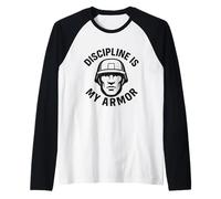 La disciplina è la mia armatura. citazione militare vintage. Maglia con Maniche Raglan