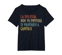 La dislessia Non Mi impedirà di mandarvi a canfulo, Retro Maglietta, Donna Plus-Size, Nero, 5X