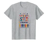 La diversità Ci Rende più Forti: Celebrazione dell'unità inclusiva Maglietta, Bambini, Grigio Melange, 12 Anni