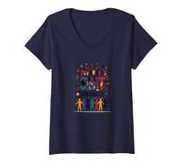 La diversità Ci Rende più Forti: Celebrazione dell'unità inclusiva Maglietta con Collo a V, Donna, Navy, S