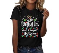 La divertente maglietta natalizia "On The List and I Regret Nothing" da donna Black Rolli, Nero , S