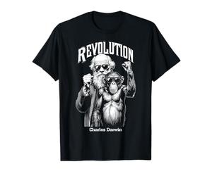 La divertente protesta delle scimmie di Charles Darwin Evolution Revolution Maglietta
