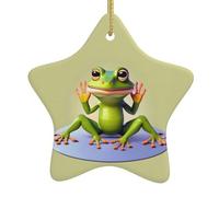 La divertente rana che fa yoga albero di Natale in ceramica da appendere decorazioni natalizie ideali per progetti artigianali per decorare e appendere