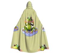 La divertente rana che fa yoga Mantello con cappuccio di Halloween con cappuccio oversize Perfetto per Cosplay, feste in maschera, feste, costumi