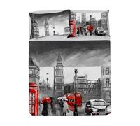 LA DOLCE CASA | Completo Letto Matrimoniale con Stampa, 100% Cotone, Set Lenzuolo Angoli, Lenzuolo Piano e Coppia Federe, Stampa Fotografica Londra