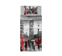 LA DOLCE CASA | Completo Letto Singolo con Stampa, 100% Cotone, Set Lenzuolo Angoli, Lenzuolo Piano e 1 Federa, Stampa Fotografica Londra
