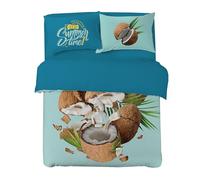 LA DOLCE CASA | Parure Copripiumino Letto Matrimoniale con Stampa, 100% Cotone, Set con Sacco 200x250 cm e Coppia Federe 50x80cm, Linea Mr. Cotton, Stampa Cocco