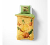LA DOLCE CASA | Parure Copripiumino Letto Singolo con Stampa Digitale, 100% Cotone, Set con Sacco 200x150 cm e 1 Federa 52x82cm, Linea Mr. Cotton, Stampa Ananas